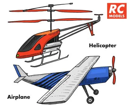 RC transport, remote control models. toys design elements for emblems, icon Stock Illustration