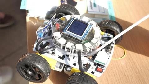 RC vehicle with display controller on top Stock Footage 297549461