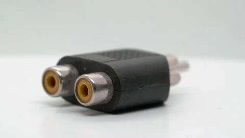 RCA audio and video plug male and female adapter mono to stereo. Vídeo Stock 169369281