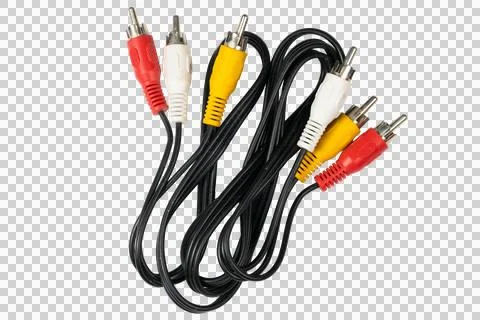 Rca av cable connectors for audio video signal Stock Photos