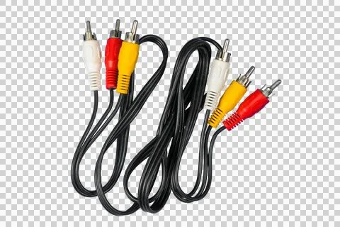 Rca av cable connectors for audio video signal Stock Photos