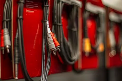 RCA Cables on the wall, Stock Photos