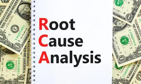 RCA root cause analysis symbol. Concept words RCA root cause analysis on wh.. Stock Photos
