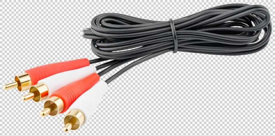 RCA stereo audio cable. 2RCA cord male to male connector Stock Photos