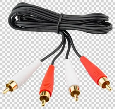 RCA stereo audio cable. 2RCA cord male to male connector Stock Photos