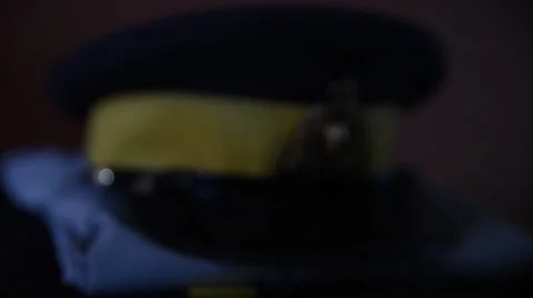 RCMP Hat &amp; Folded Uniform (Slide in) Video stock 50223326