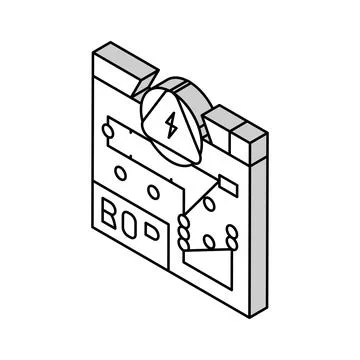 Rcp electrical plans interior design isometric icon vector illustration Stock Illustration