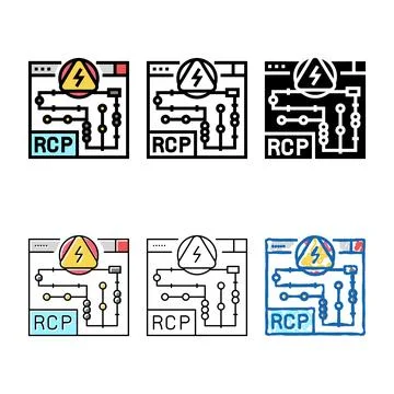 Rcp electrical plans interior edition design color icon vector Stock Illustration