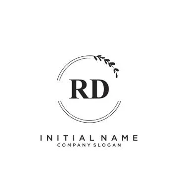 RD Initial handwriting logo design Stock Illustration