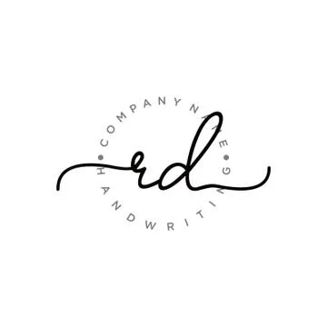 RD Initial handwriting logo design Stock Illustration