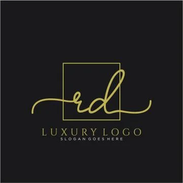 RD Initial handwriting logo design Stock Illustration