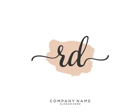 RD Initial handwriting logo design Stock Illustration