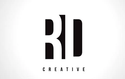 RD R D White Letter Logo Design with Black Square. Stock Illustration