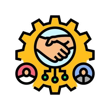 R&amp;d team collaboration research development color icon vector illustration Stock Illustration
