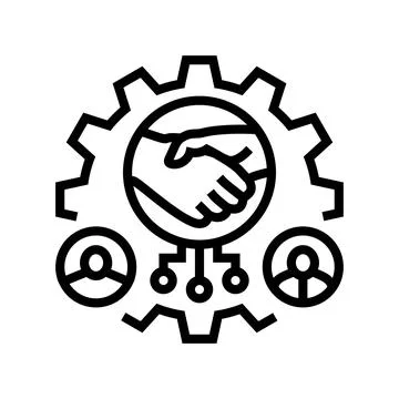 R&amp;d team collaboration research development line icon vector illustration Stock Illustration