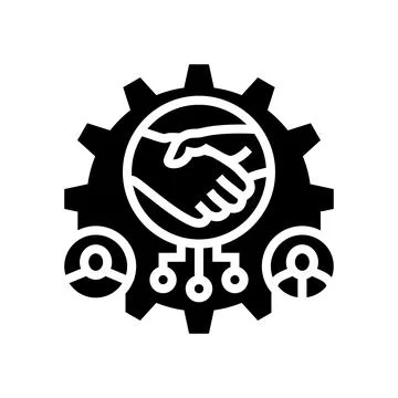 R&amp;d team collaboration research development glyph icon vector illustration Stock Illustration