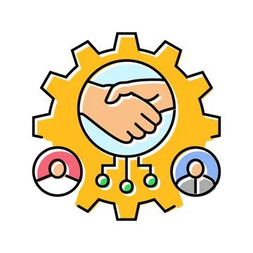 R&amp;d team collaboration research development color icon vector illustration Stock Illustration