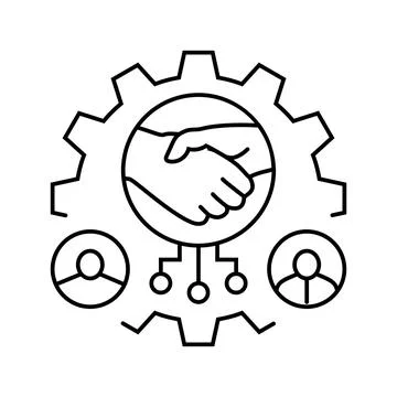 R&amp;d team collaboration research development line icon vector illustration Stock Illustration