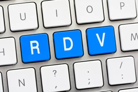 RDV writing on white keyboard Stock Photos