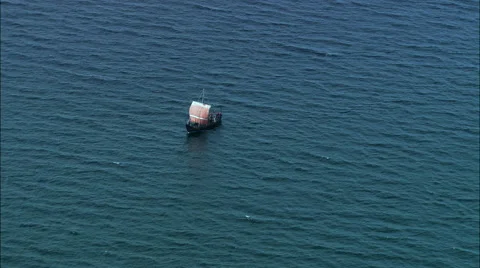 Re-Created Viking Longship (Middle Of Lynn Of Lorn) Stock Footage 65199674