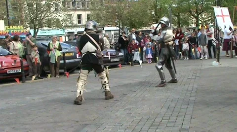 Re-enactment sword fight Stock Footage