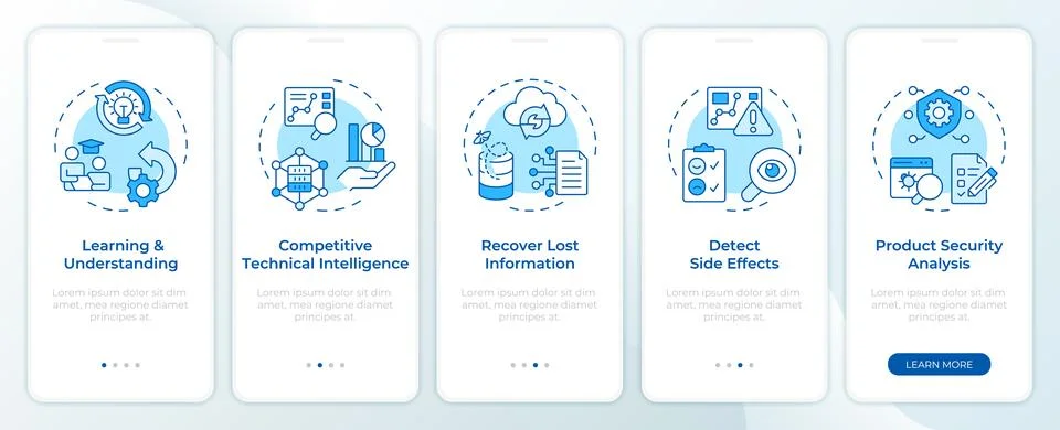Re-engineering applications blue onboarding mobile app screen Stock Illustration