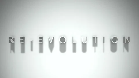 Re evolution 3D title animation with shadows on a white background Stock Footage 297819179