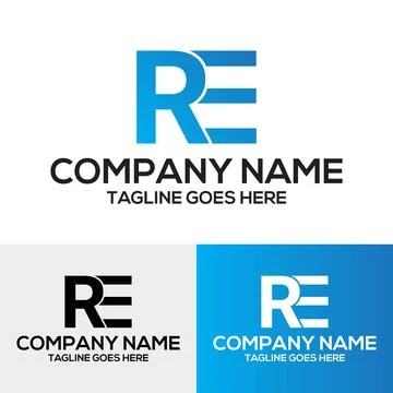 RE letter initial typography logo template Stock Illustration
