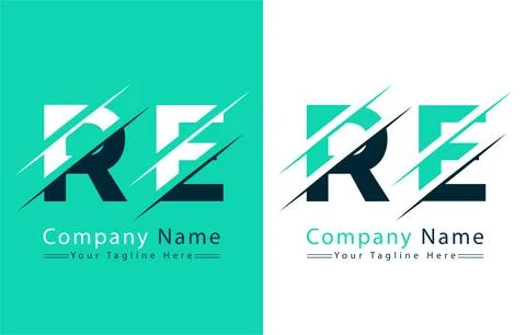 RE Letter Logo Vector Design Concept Elements Stock Illustration
