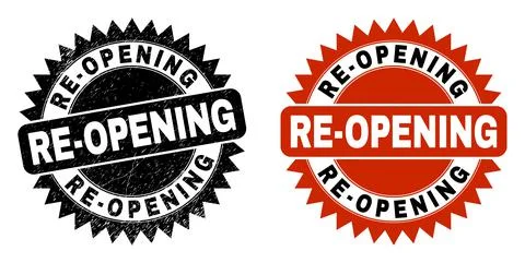 RE-OPENING Black Rosette Watermark with Rubber Surface Ilustración de archivo
