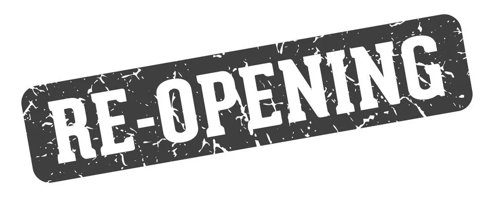 Re-opening rectangular sign. re-opening stamp Illustrazione stock