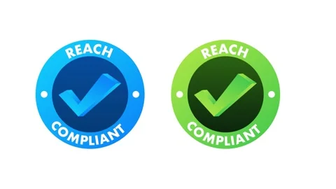 Reach compliant animated logo with checkmark rotating on white and green screen Stock Footage 314971929