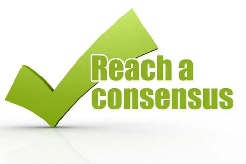 Reach a consensus word with green checkmark Stock Illustration