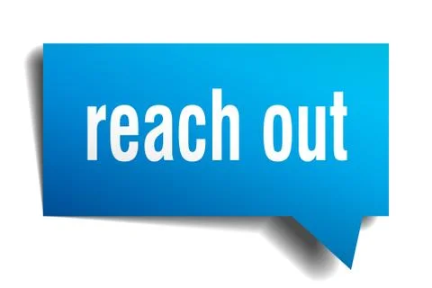 Reach out blue 3d speech bubble Stock Illustration