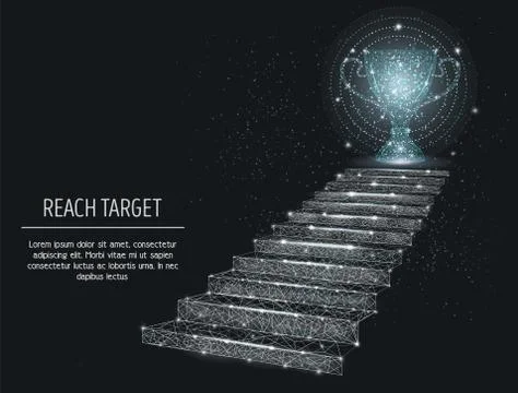 Reach target banner template, vector polygonal art style illustration Stock Illustration