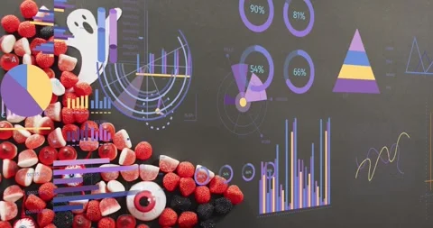 Reaching 1s mark, candy head with ghost figure remaining still while Stock Footage 316963309