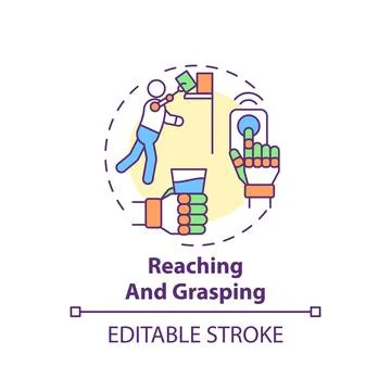 Reaching and grasping concept icon Stock Illustration