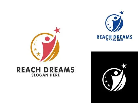 Reaching Dreams Logo Design Template. Take Star Logo Vector Stock Illustration