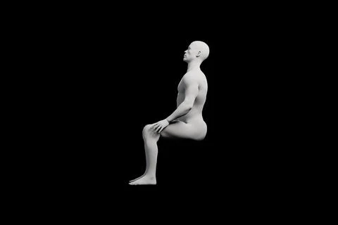 Reaching figure model in black studio Stock Illustration
