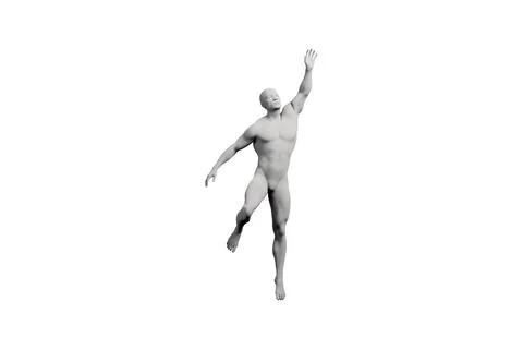 Reaching figure model in white studio Stock Illustration