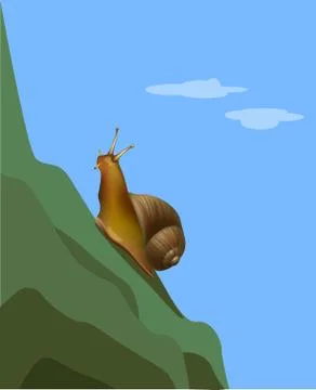 Reaching a goal snail on the mountain Stock Illustration