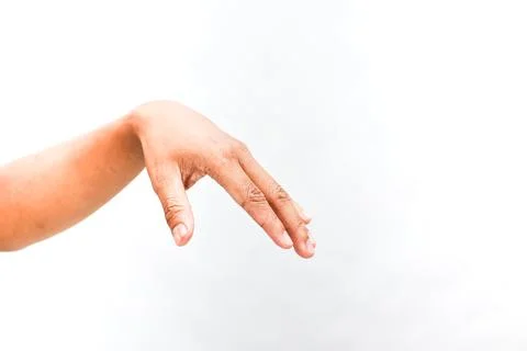 Reaching Hand Pose: Expressive Gesture on Clear Background for Creative Pro.. Stock Photos