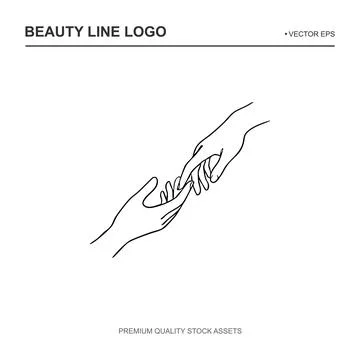 Reaching Hands Connection Continuous Line Art Stock Illustration