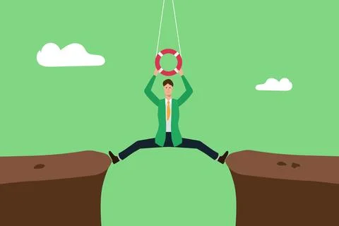 Reaching help to a falling person, emergency situations، Stock Illustration