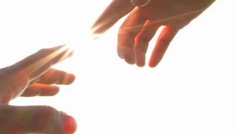 Reaching helping hand with brightness, blessing, touch of god, angel Stock Footage 89562150