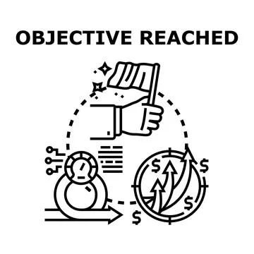 Reaching objective, achieving business goal, and strategic success Stockillustratie