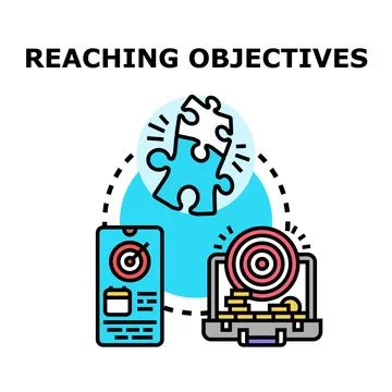 Reaching objectives concept completing business goals strategy Stock Illustration