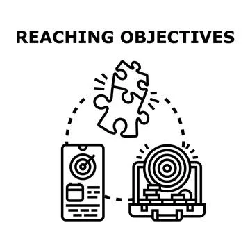 Reaching objectives concept completing business goals strategy Stock Illustration