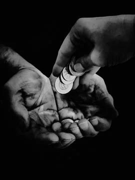 Reaching out helping hands Foto stock