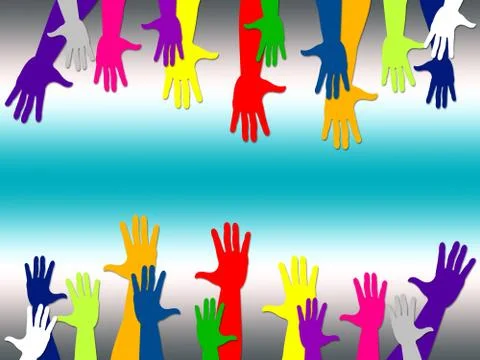 Reaching out meaning hands together and friendships Illustration